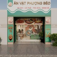 Phương án thiết kế tiệm trà sữa Phượng Béo 69m2